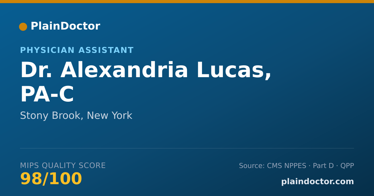 Shareable card for Alexandria Lucas, PA-C - Physician Assistant, Stony Brook, NY