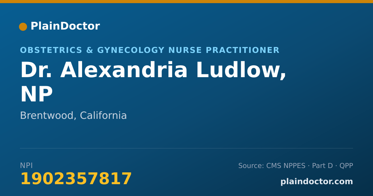 Shareable card for Alexandria Ludlow, NP - Obstetrics & Gynecology Nurse Practitioner, Brentwood, CA