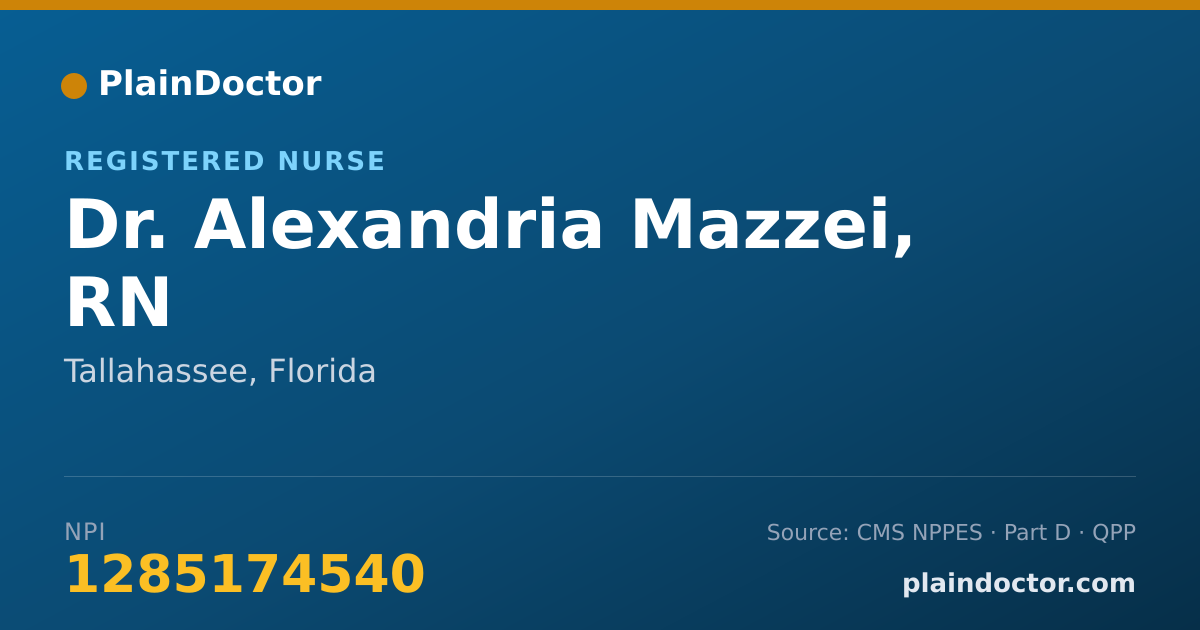 Shareable card for Alexandria Mazzei, RN - Registered Nurse, Tallahassee, FL