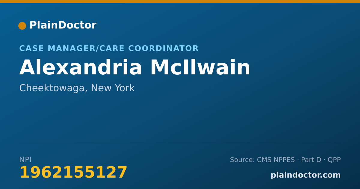 Shareable card for Alexandria McIlwain - Case Manager/Care Coordinator, Cheektowaga, NY