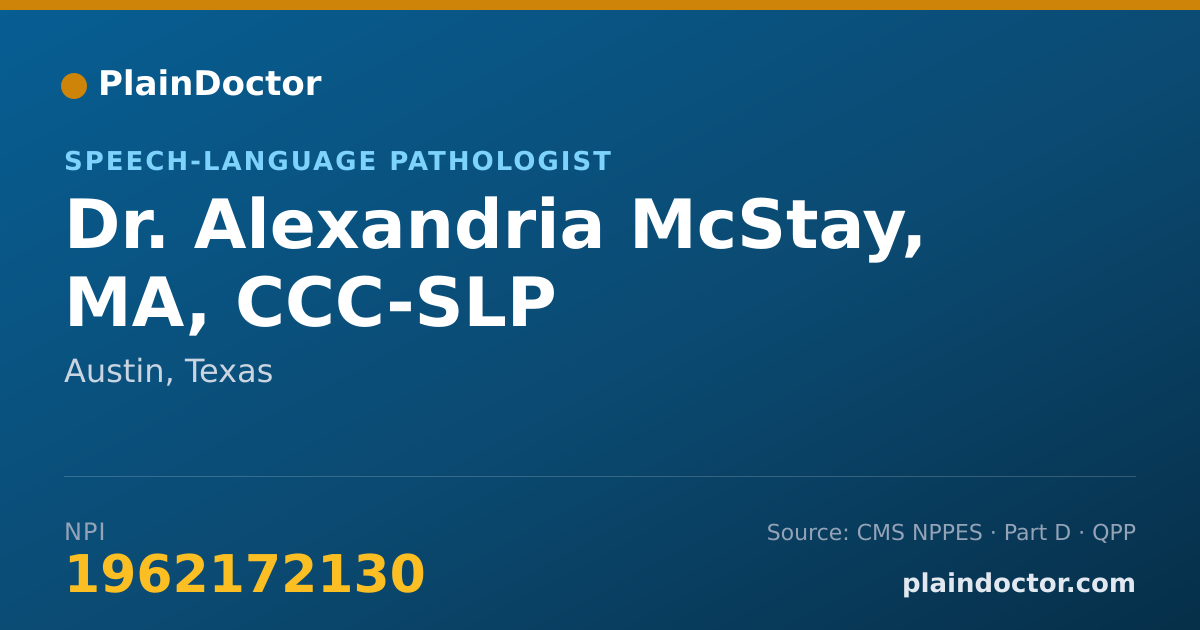 Shareable card for Alexandria McStay, MA, CCC-SLP - Speech-Language Pathologist, Austin, TX