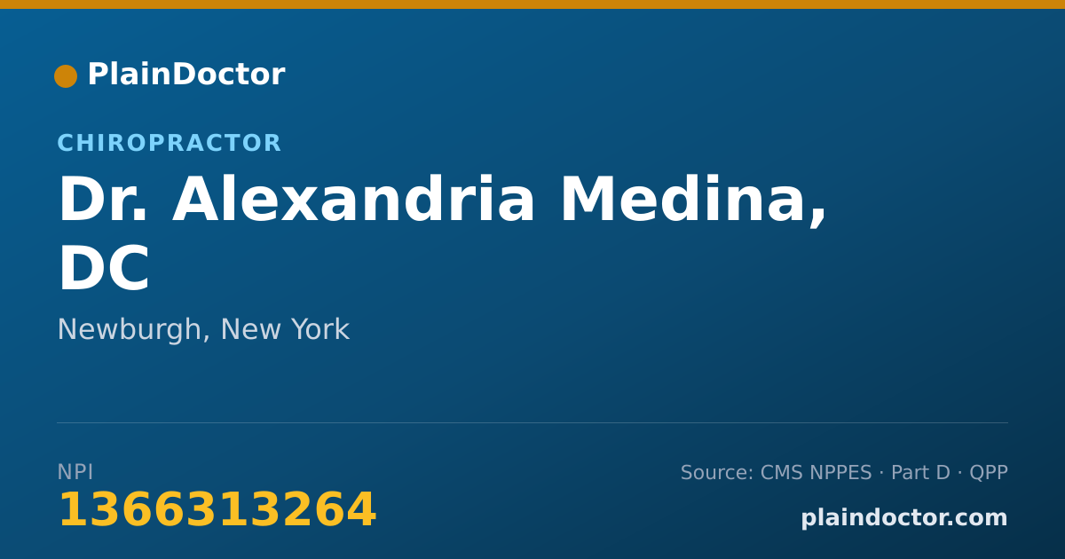 Shareable card for Alexandria Medina, DC - Chiropractor, Newburgh, NY