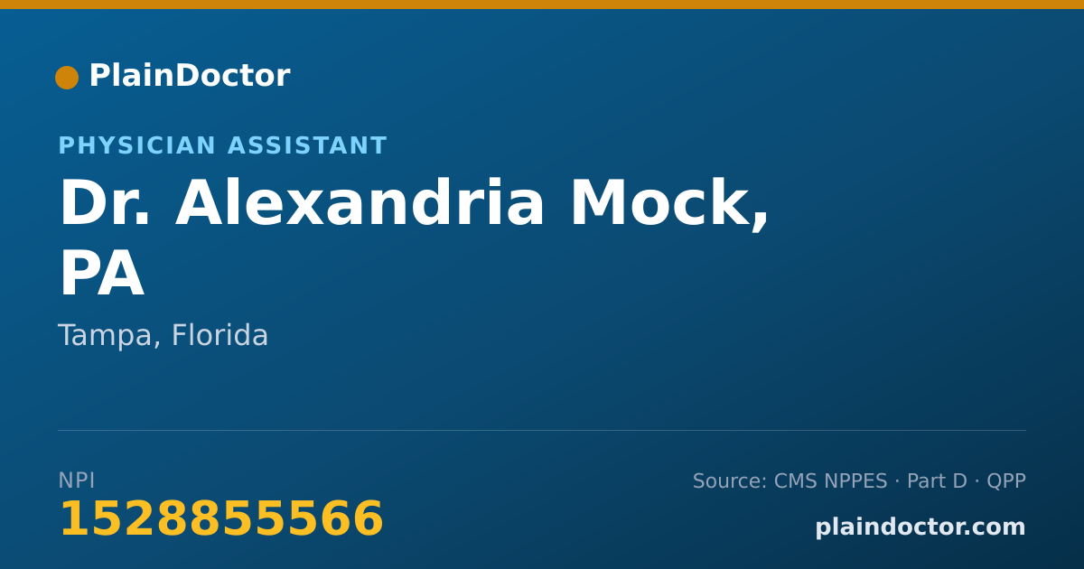 Shareable card for Alexandria Mock, PA - Physician Assistant, Tampa, FL