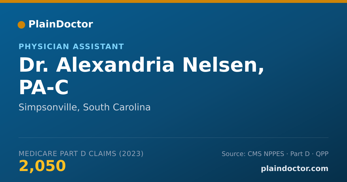 Shareable card for Alexandria Nelsen, PA-C - Physician Assistant, Simpsonville, SC