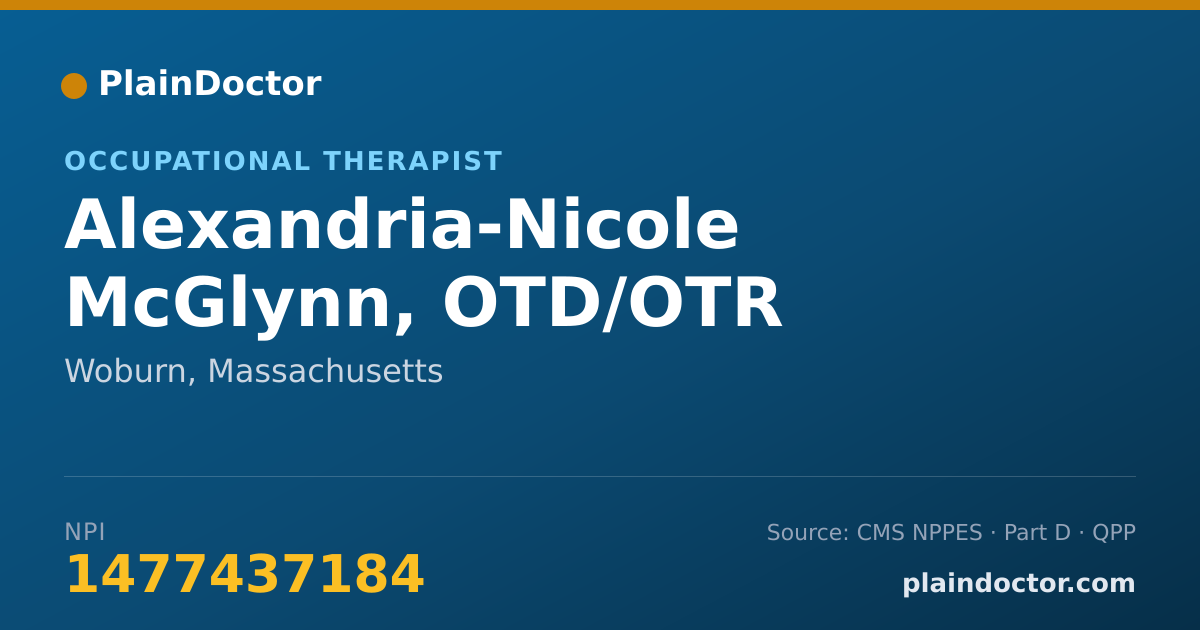 Shareable card for Alexandria-Nicole McGlynn, OTD/OTR - Occupational Therapist, Woburn, MA