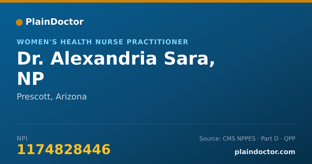 Shareable card for Alexandria Sara, NP - Women's Health Nurse Practitioner, Prescott, AZ