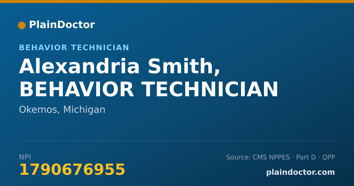 Shareable card for Alexandria Smith, BEHAVIOR TECHNICIAN - Behavior Technician, Okemos, MI