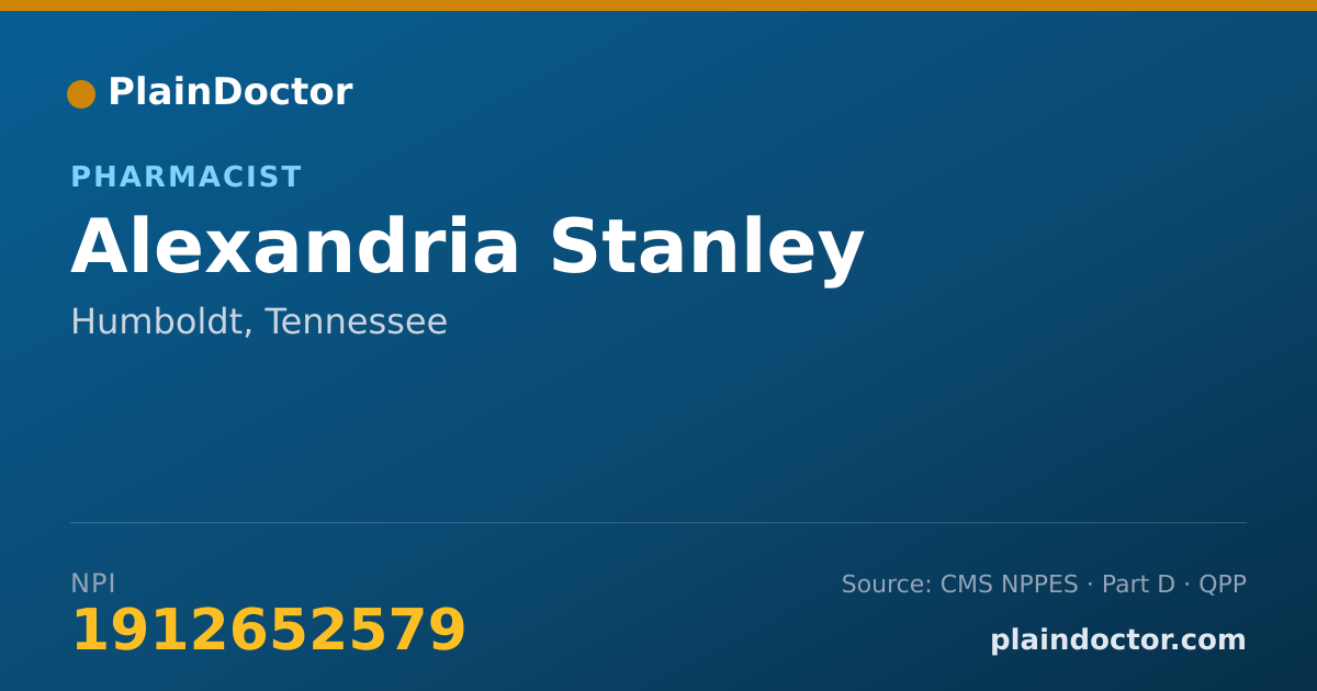 Shareable card for Alexandria Stanley - Pharmacist, Humboldt, TN