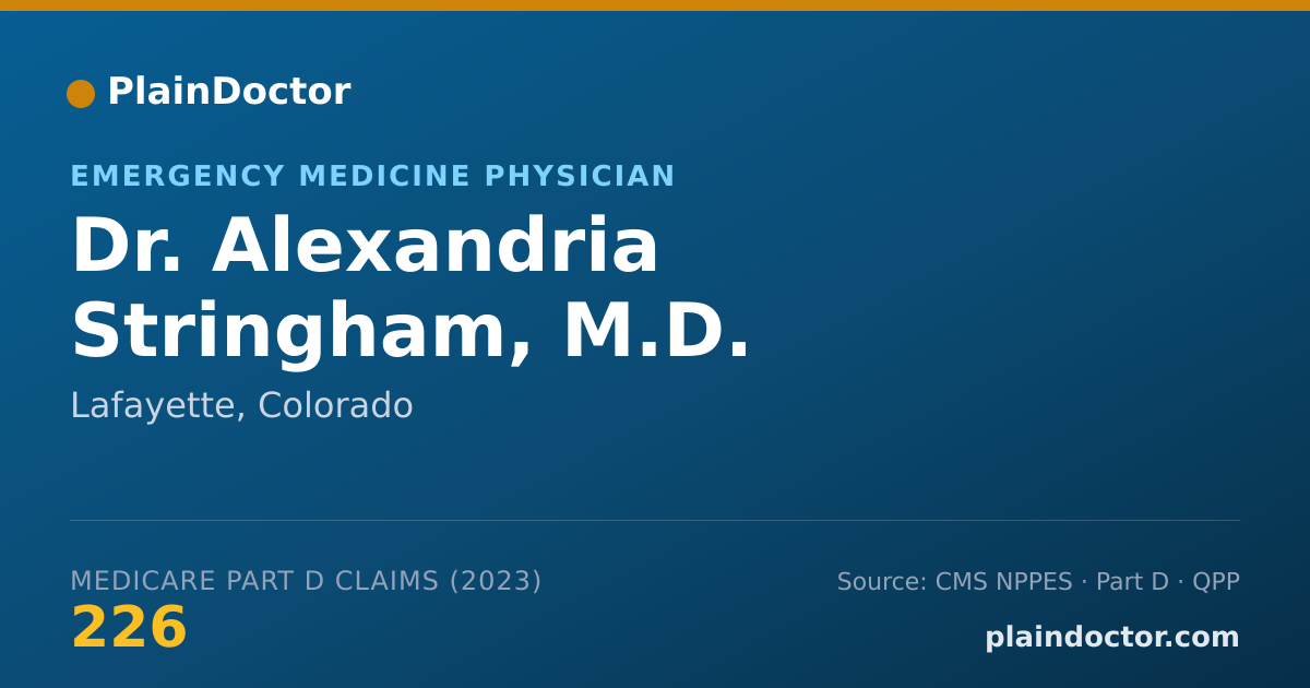 Shareable card for Alexandria Stringham, M.D. - Emergency Medicine Physician, Lafayette, CO