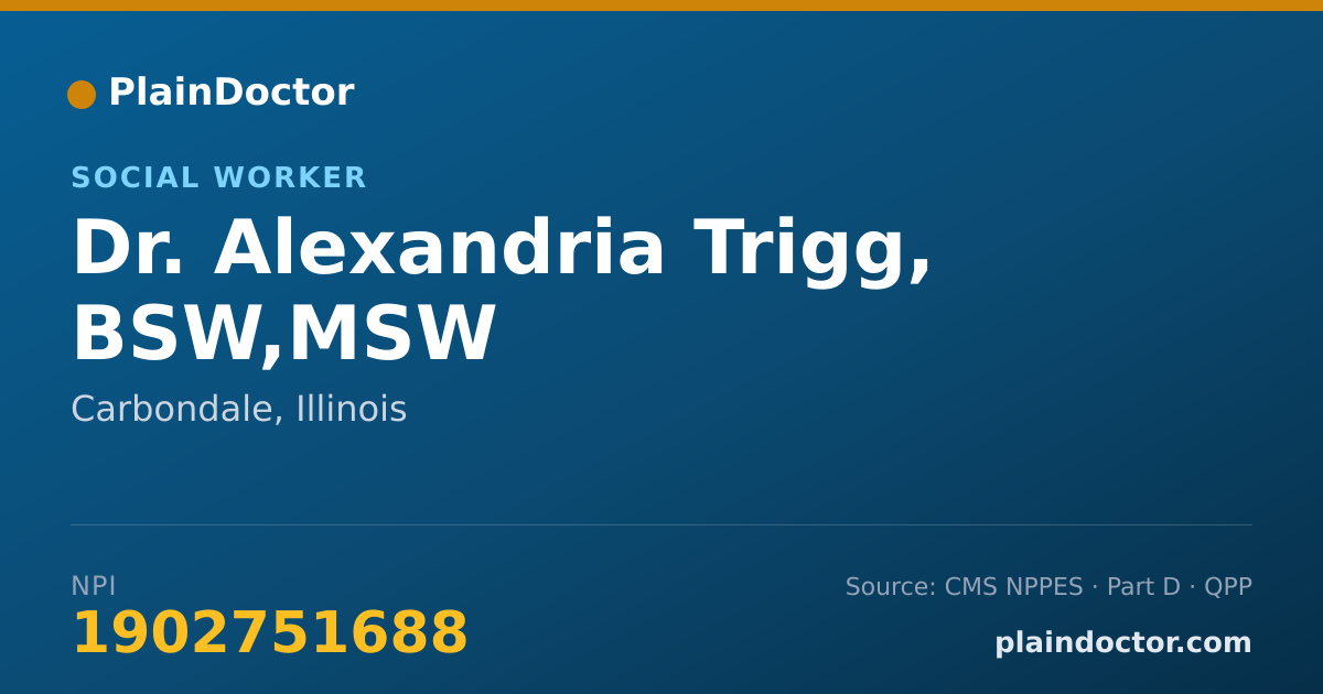 Shareable card for Alexandria Trigg, BSW,MSW - Social Worker, Carbondale, IL