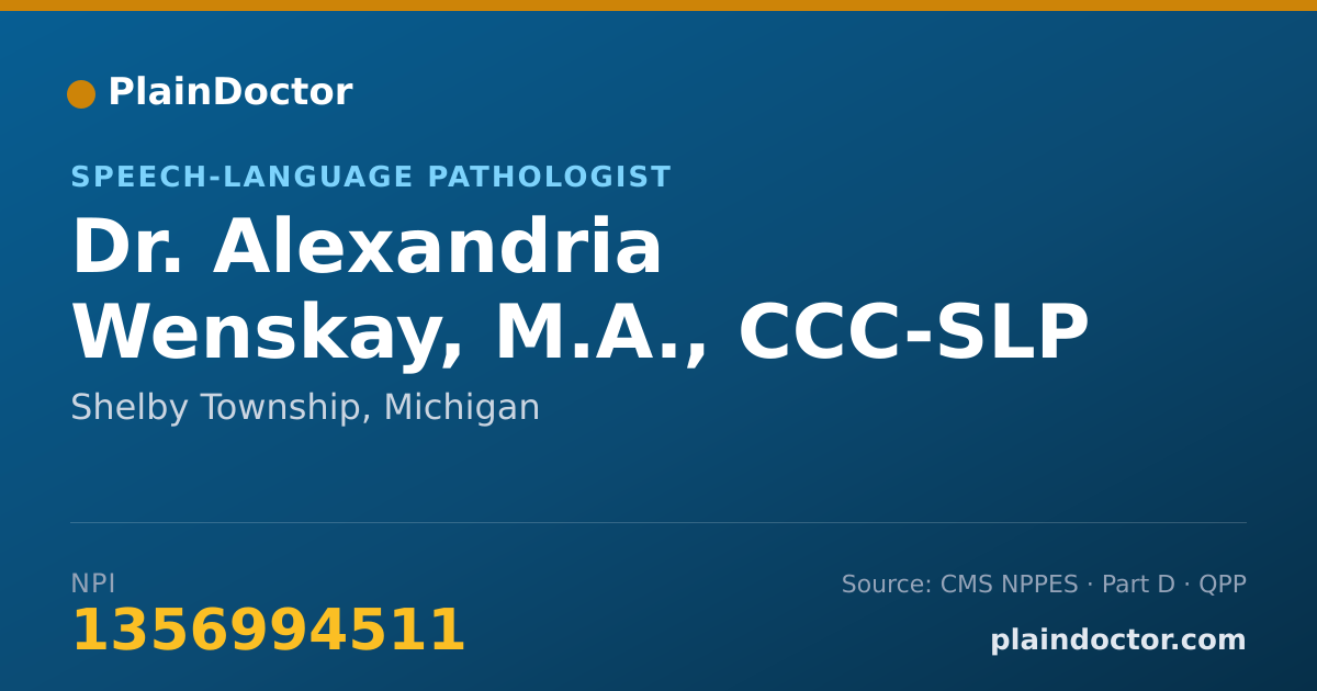 Shareable card for Alexandria Wenskay, M.A., CCC-SLP - Speech-Language Pathologist, Shelby Township, MI