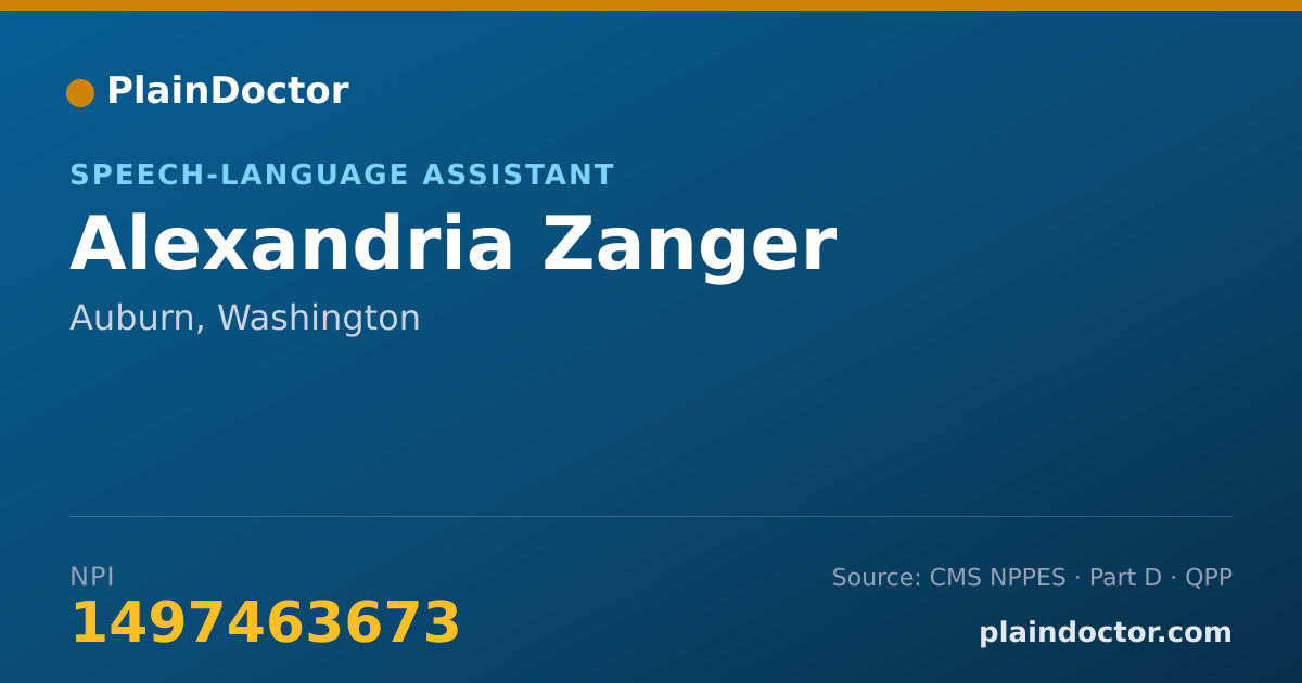 Shareable card for Alexandria Zanger - Speech-Language Assistant, Auburn, WA