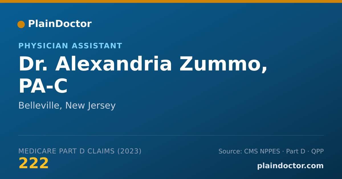 Shareable card for Alexandria Zummo, PA-C - Physician Assistant, Belleville, NJ