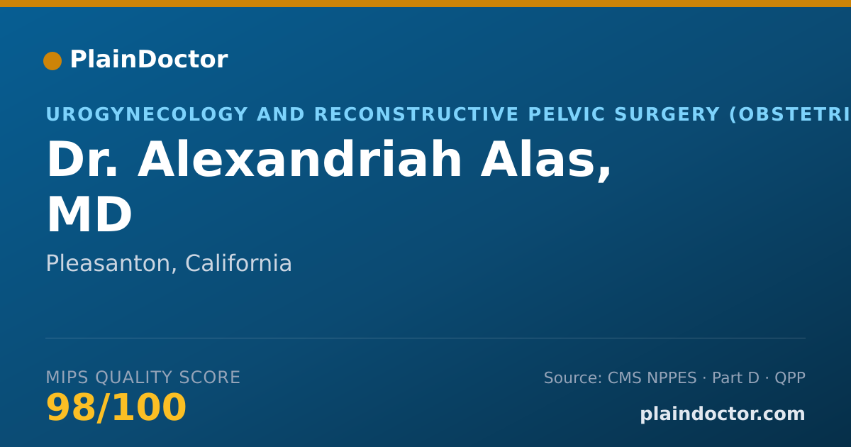 Shareable card for Alexandriah Alas, MD - Urogynecology and Reconstructive Pelvic Surgery (Obstetrics & Gynecology) Physician, Pleasanton, CA
