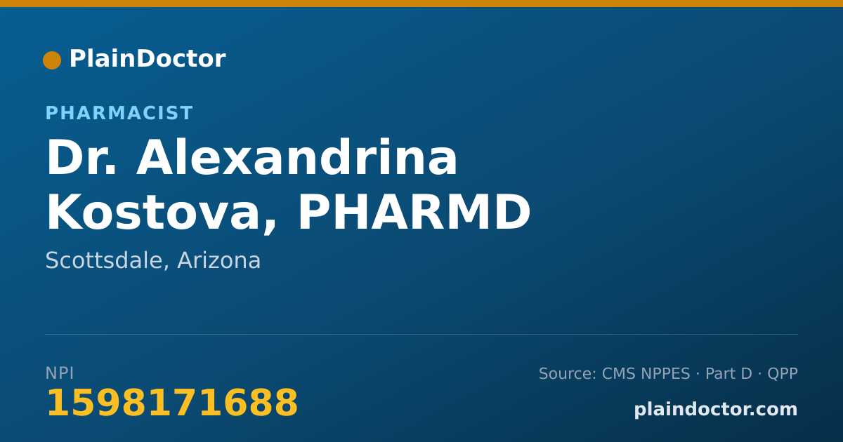 Shareable card for Alexandrina Kostova, PHARMD - Pharmacist, Scottsdale, AZ