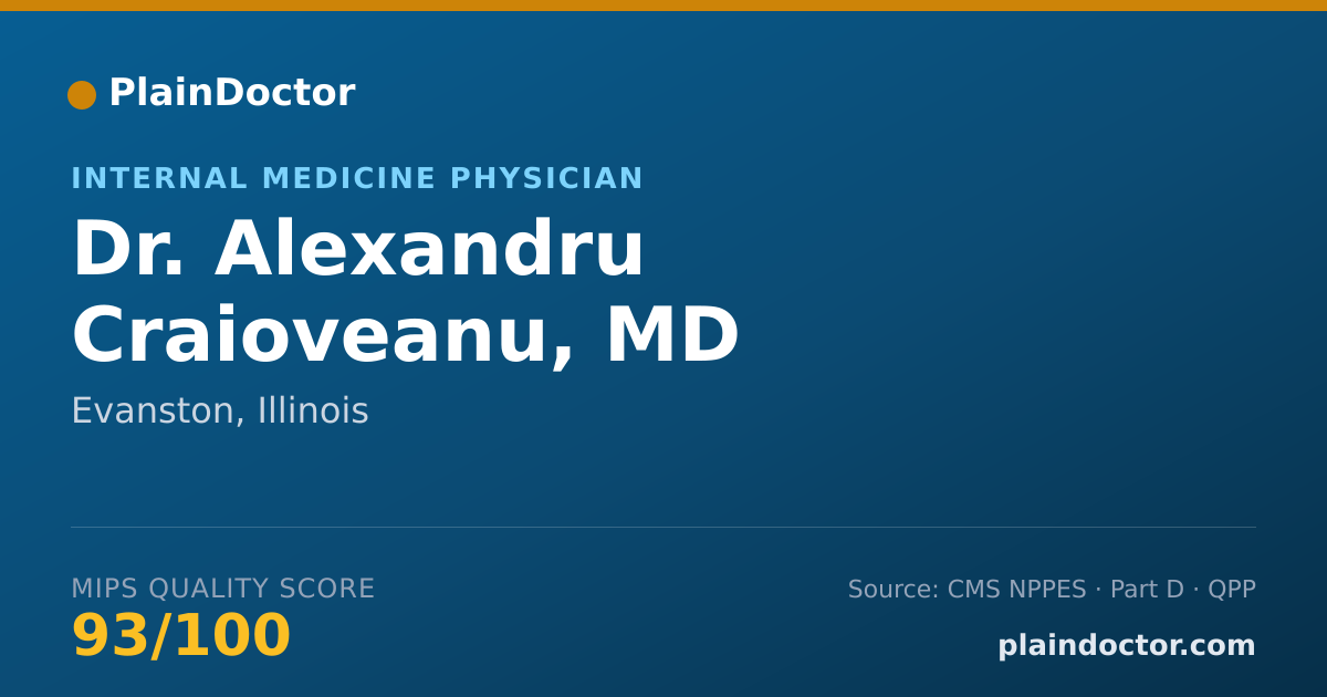 Shareable card for Alexandru Craioveanu, MD - Internal Medicine Physician, Evanston, IL