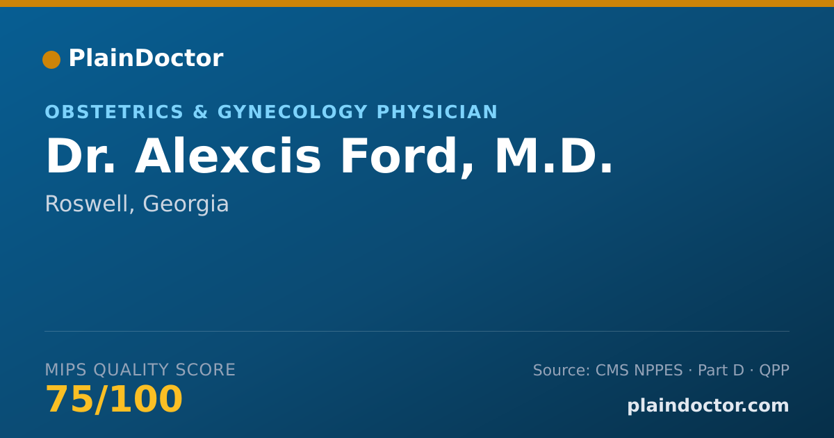 Shareable card for Alexcis Ford, M.D. - Obstetrics & Gynecology Physician, Roswell, GA