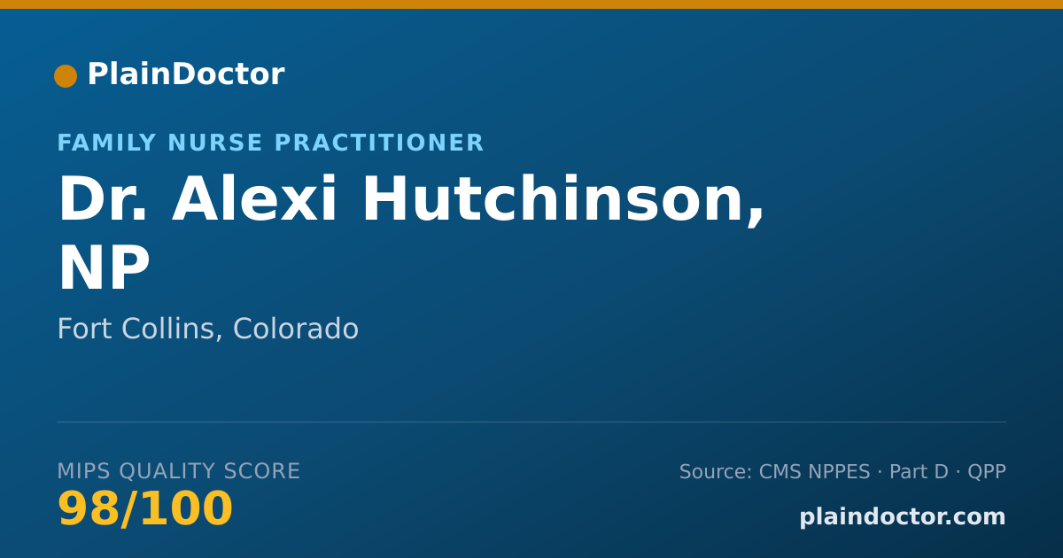 Shareable card for Alexi Hutchinson, NP - Family Nurse Practitioner, Fort Collins, CO