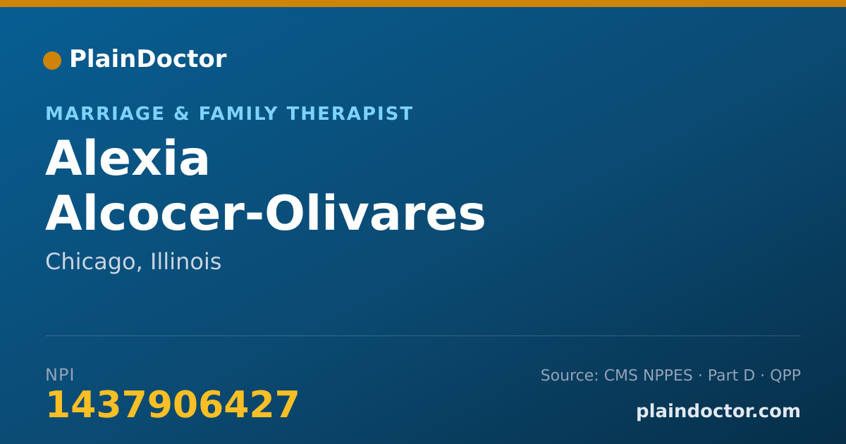 Shareable card for Alexia Alcocer-Olivares - Marriage & Family Therapist, Chicago, IL