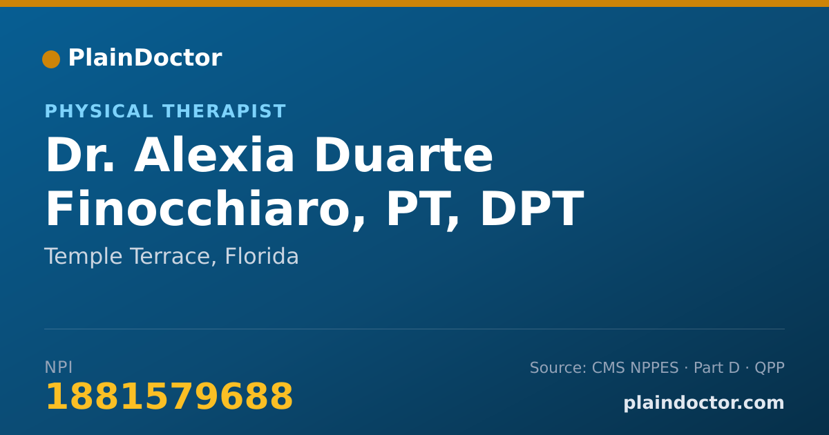 Shareable card for Alexia Duarte Finocchiaro, PT, DPT - Physical Therapist, Temple Terrace, FL