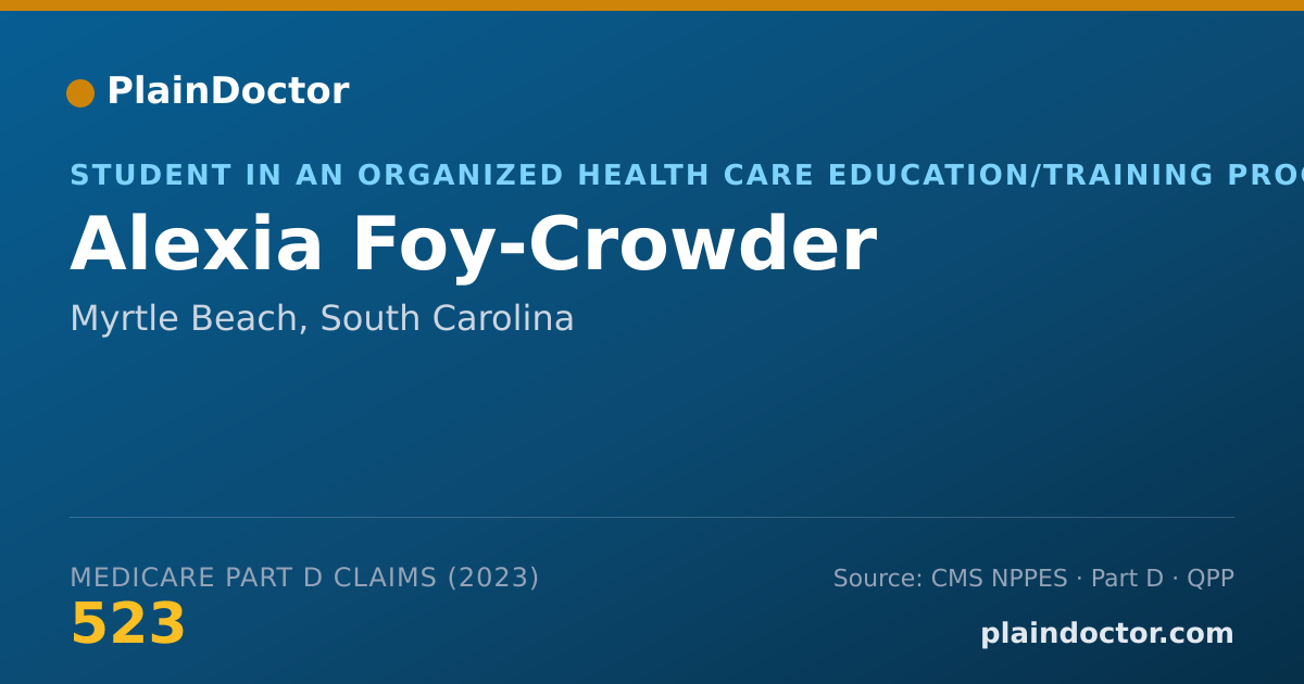 Shareable card for Alexia Foy-Crowder - Student in an Organized Health Care Education/Training Program, Myrtle Beach, SC