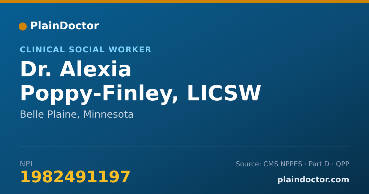 Shareable card for Alexia Poppy-Finley, LICSW - Clinical Social Worker, Belle Plaine, MN
