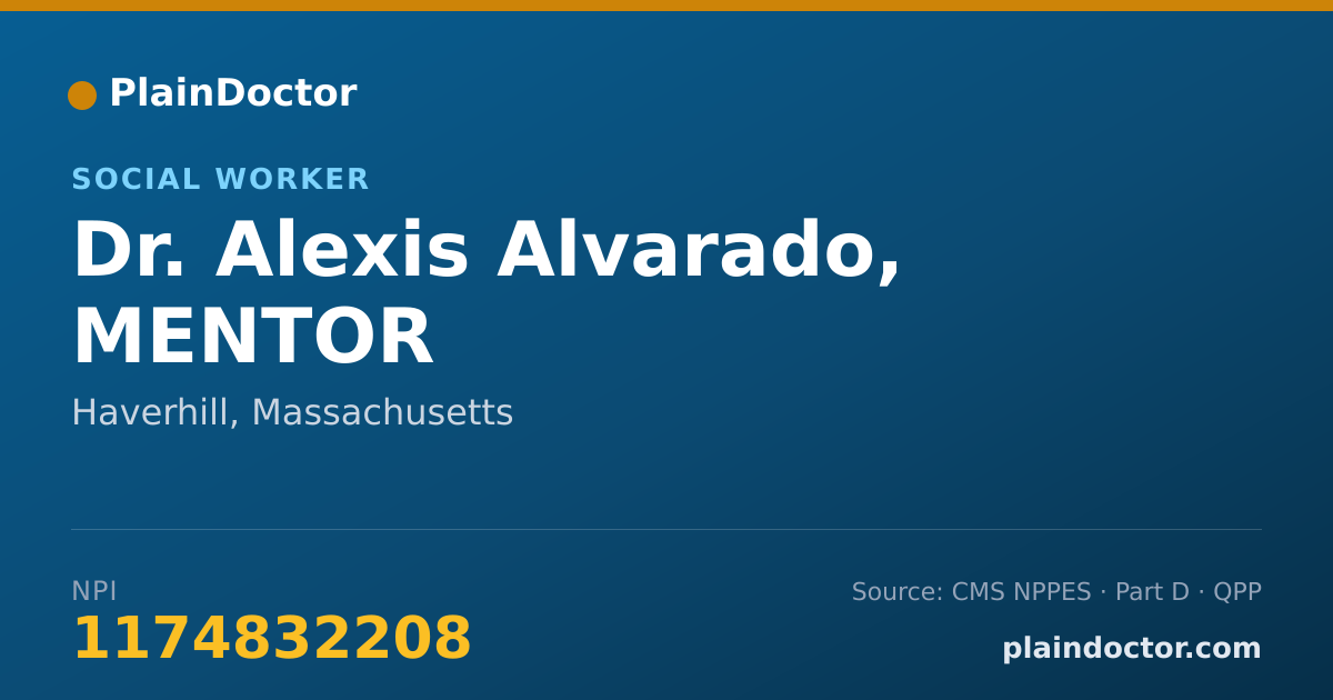 Shareable card for Alexis Alvarado, MENTOR - Social Worker, Haverhill, MA
