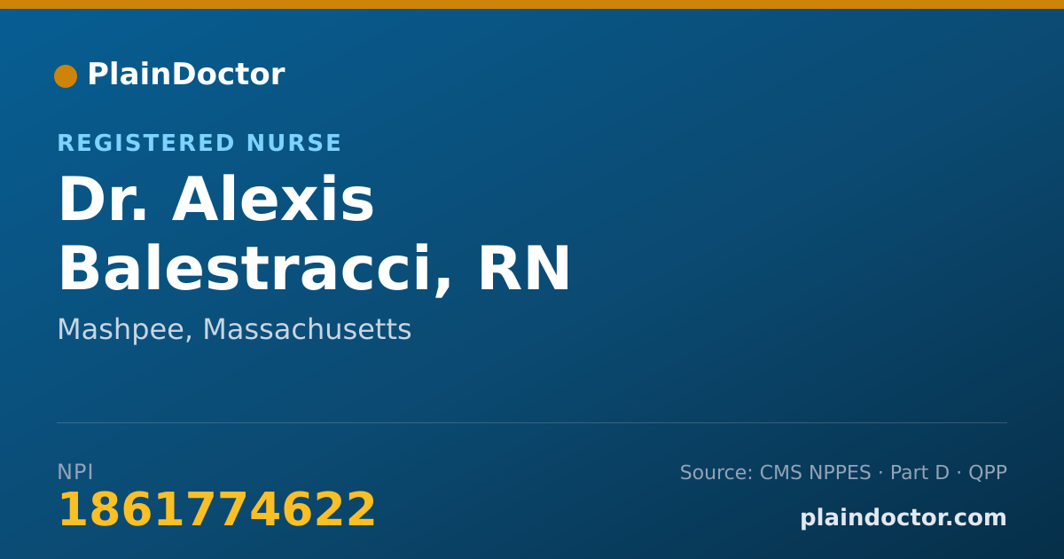 Shareable card for Alexis Balestracci, RN - Registered Nurse, Mashpee, MA