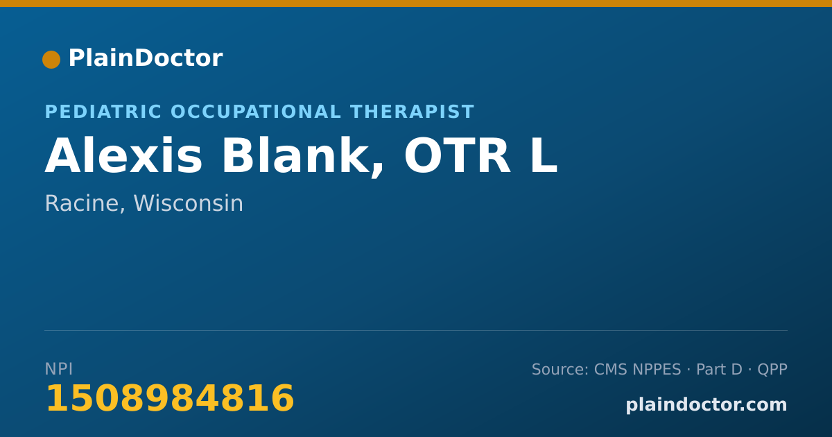 Shareable card for Alexis Blank, OTR L - Pediatric Occupational Therapist, Racine, WI