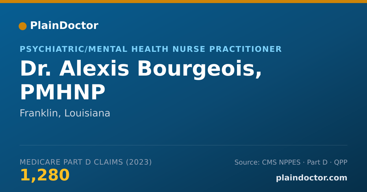 Shareable card for Alexis Bourgeois, PMHNP - Psychiatric/Mental Health Nurse Practitioner, Franklin, LA
