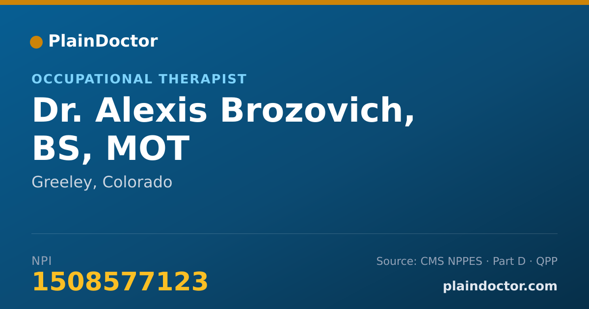Shareable card for Alexis Brozovich, BS, MOT - Occupational Therapist, Greeley, CO