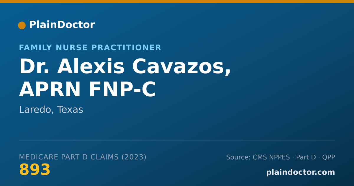 Shareable card for Alexis Cavazos, APRN FNP-C - Family Nurse Practitioner, Laredo, TX