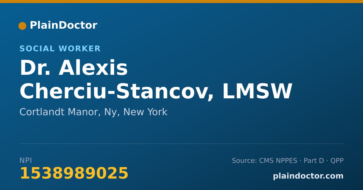 Shareable card for Alexis Cherciu-Stancov, LMSW - Social Worker, Cortlandt Manor, Ny, NY