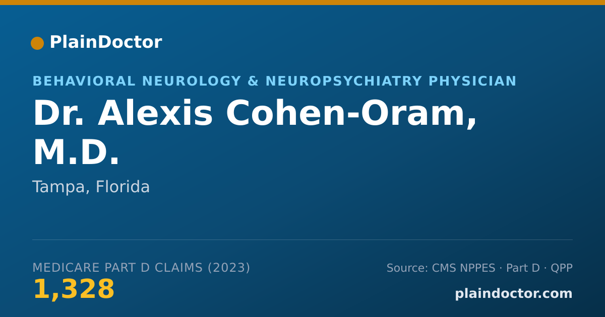 Shareable card for Alexis Cohen-Oram, M.D. - Behavioral Neurology & Neuropsychiatry Physician, Tampa, FL