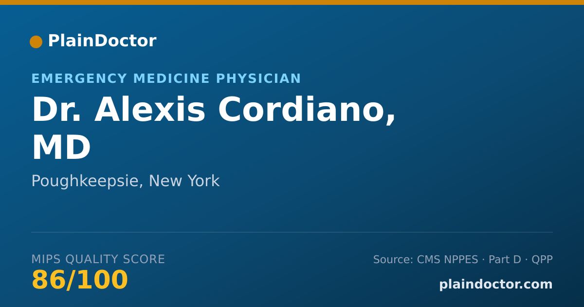Shareable card for Alexis Cordiano, MD - Emergency Medicine Physician, Poughkeepsie, NY