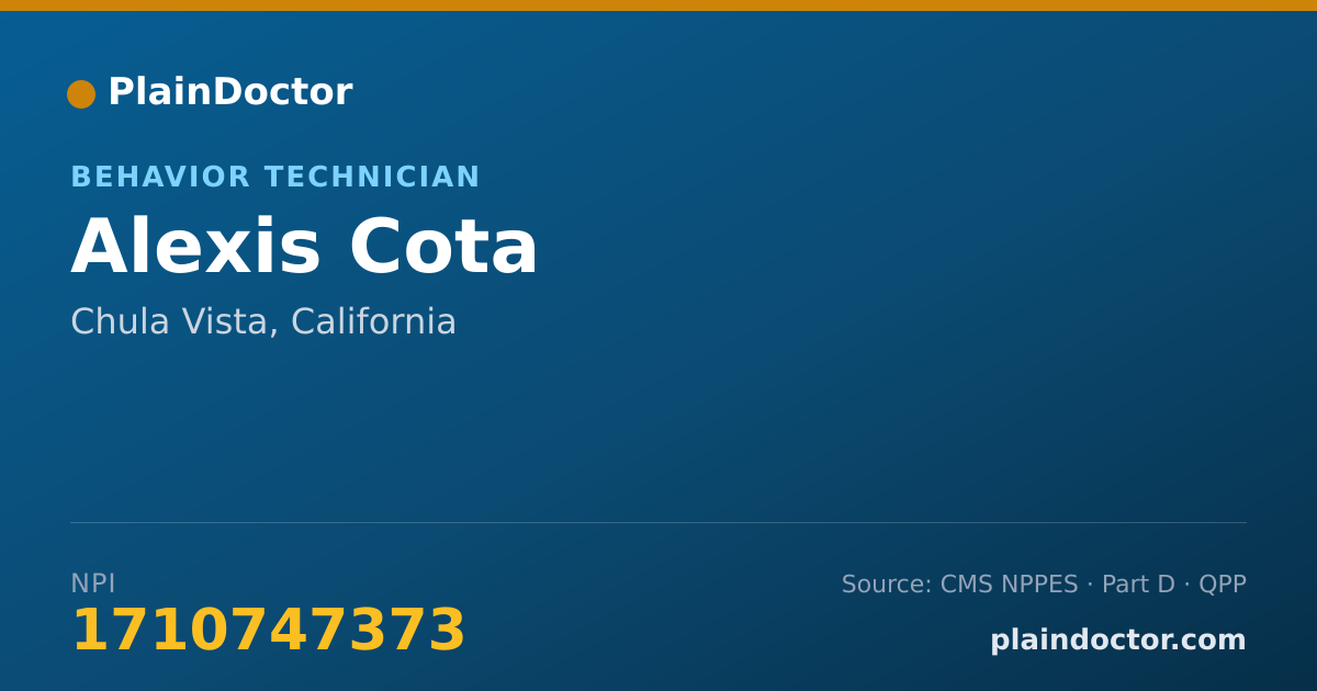 Shareable card for Alexis Cota - Behavior Technician, Chula Vista, CA