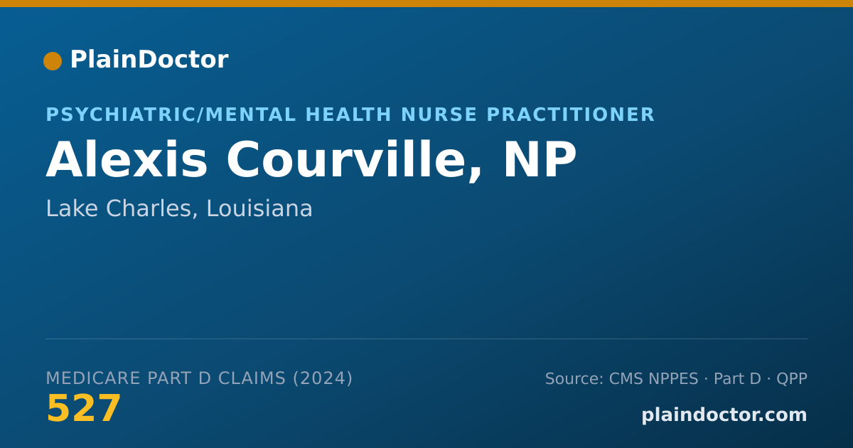 Shareable card for Alexis Courville, NP - Psychiatric/Mental Health Nurse Practitioner, Lake Charles, LA