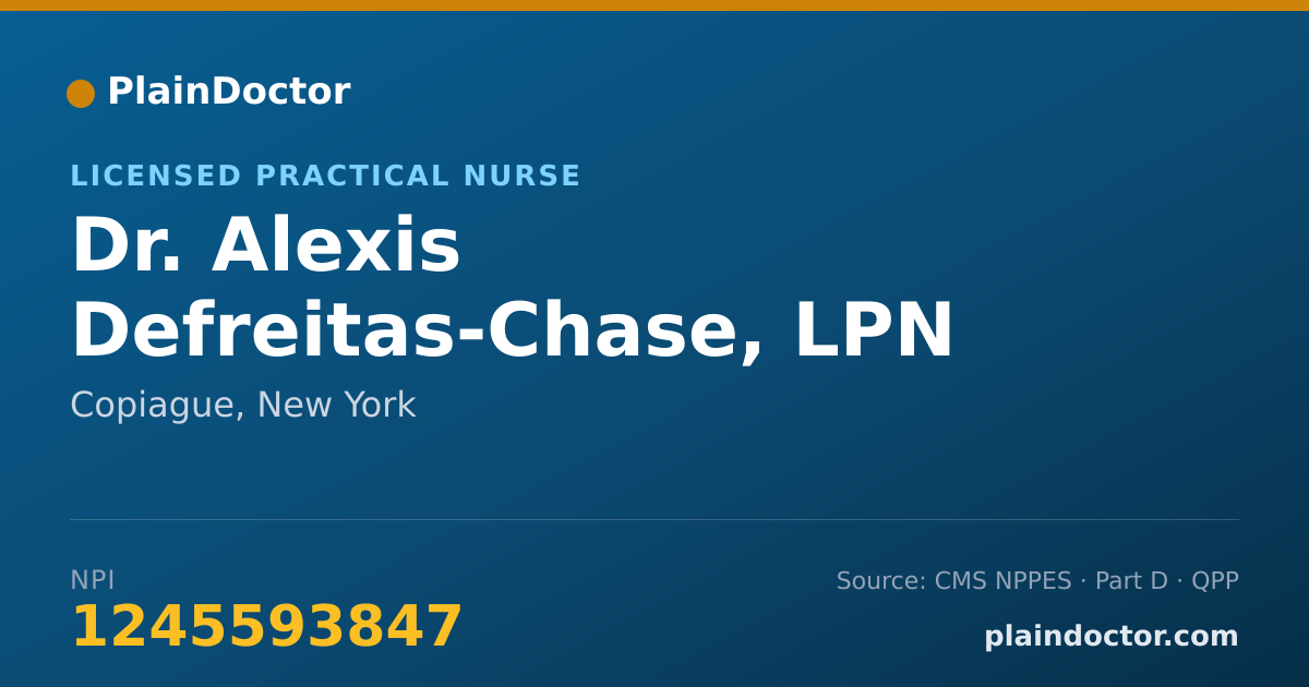 Shareable card for Alexis Defreitas-Chase, LPN - Licensed Practical Nurse, Copiague, NY