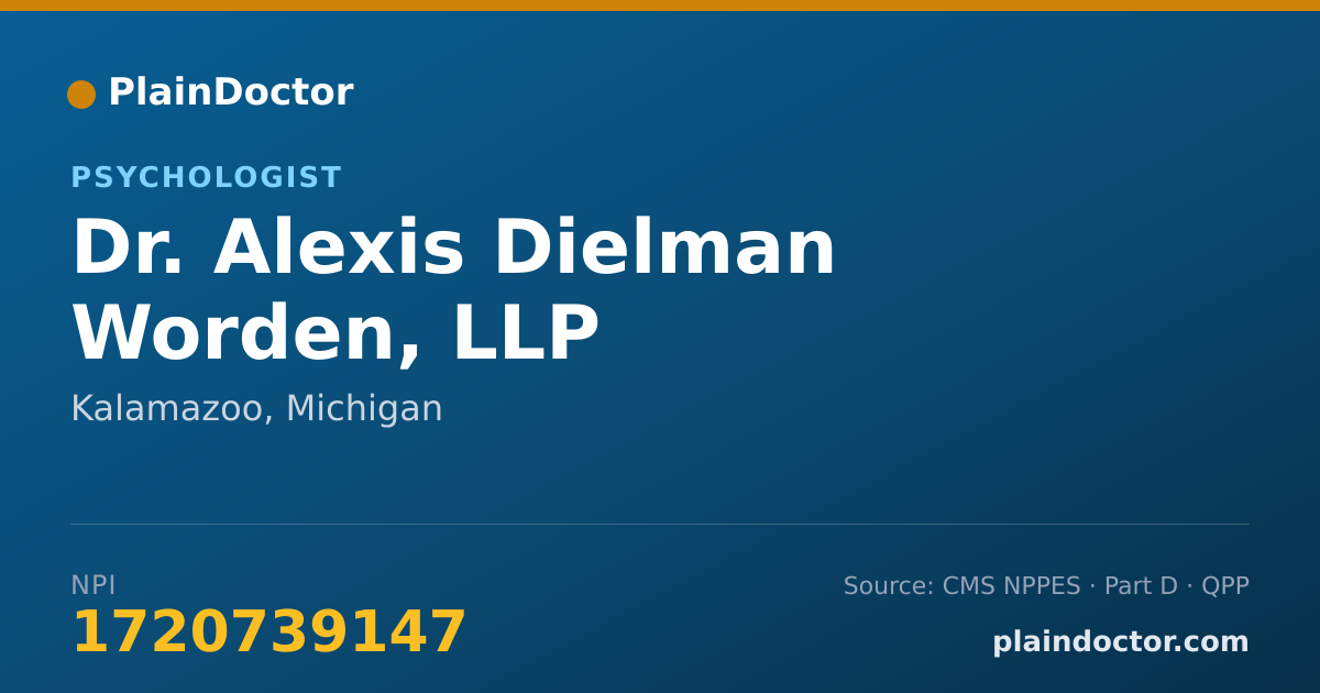 Shareable card for Alexis Dielman Worden, LLP - Psychologist, Kalamazoo, MI