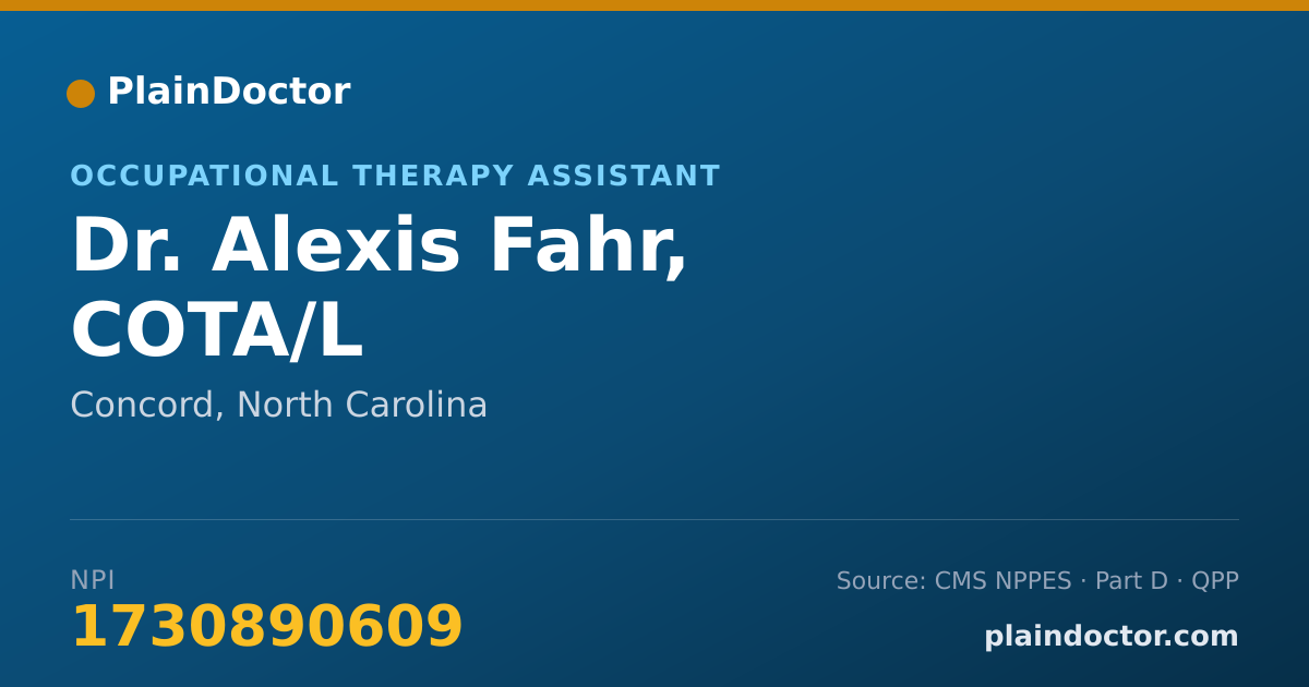 Shareable card for Alexis Fahr, COTA/L - Occupational Therapy Assistant, Concord, NC