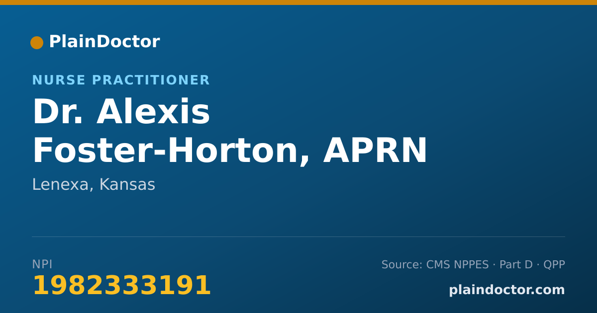 Shareable card for Alexis Foster-Horton, APRN - Nurse Practitioner, Lenexa, KS