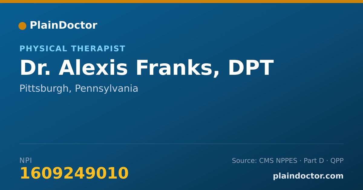 Shareable card for Alexis Franks, DPT - Physical Therapist, Pittsburgh, PA