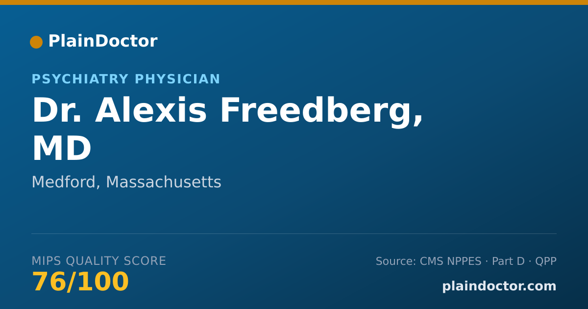 Shareable card for Alexis Freedberg, MD - Psychiatry Physician, Medford, MA