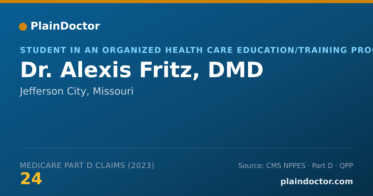Shareable card for Alexis Fritz, DMD - Student in an Organized Health Care Education/Training Program, Jefferson City, MO
