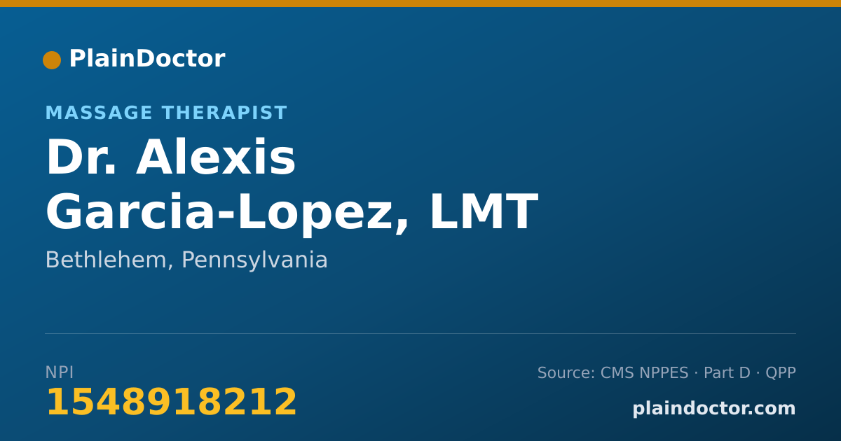 Shareable card for Alexis Garcia-Lopez, LMT - Massage Therapist, Bethlehem, PA