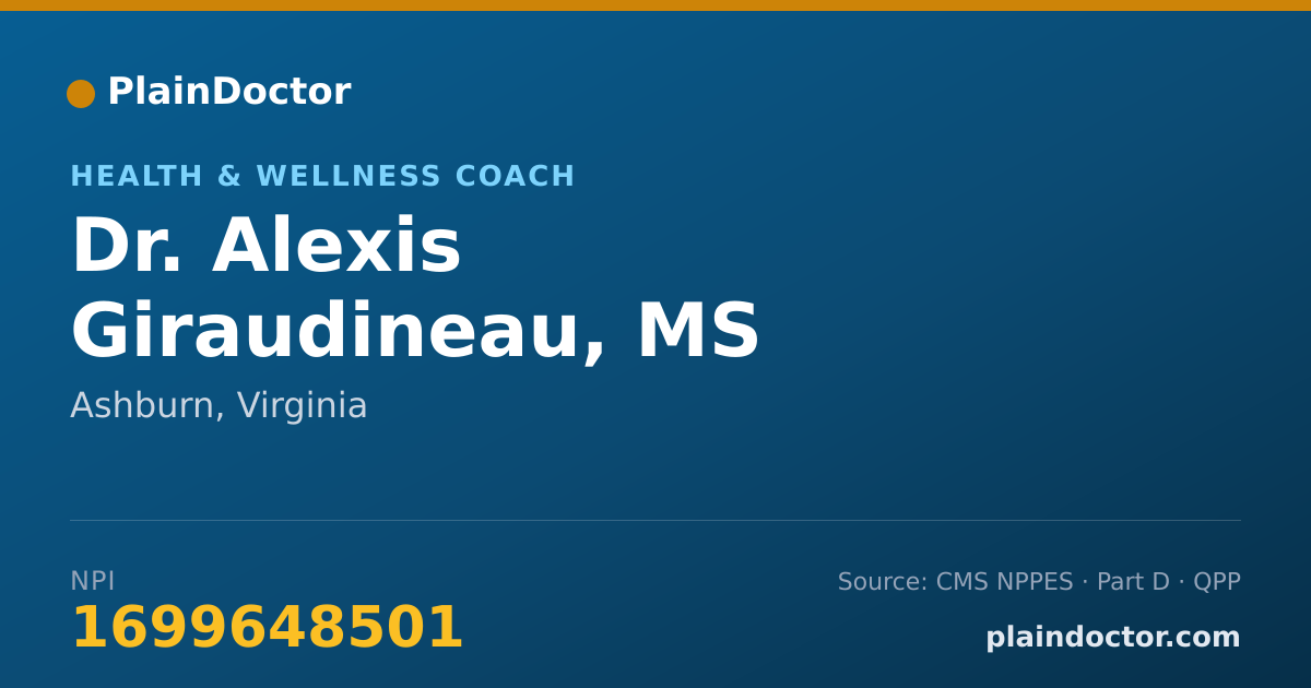 Shareable card for Alexis Giraudineau, MS - Health & Wellness Coach, Ashburn, VA