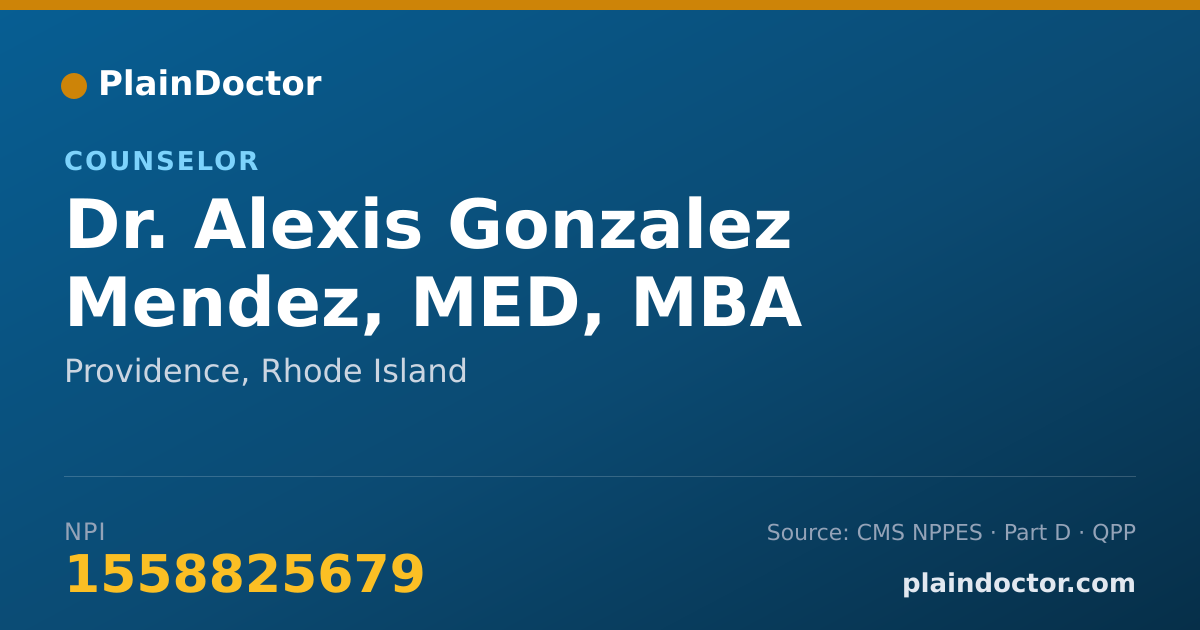Shareable card for Alexis Gonzalez Mendez, MED, MBA - Counselor, Providence, RI