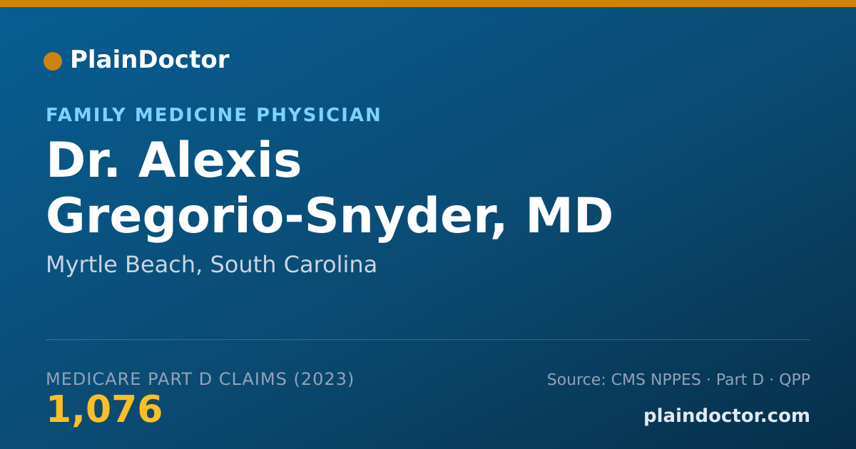 Shareable card for Alexis Gregorio-Snyder, MD - Family Medicine Physician, Myrtle Beach, SC