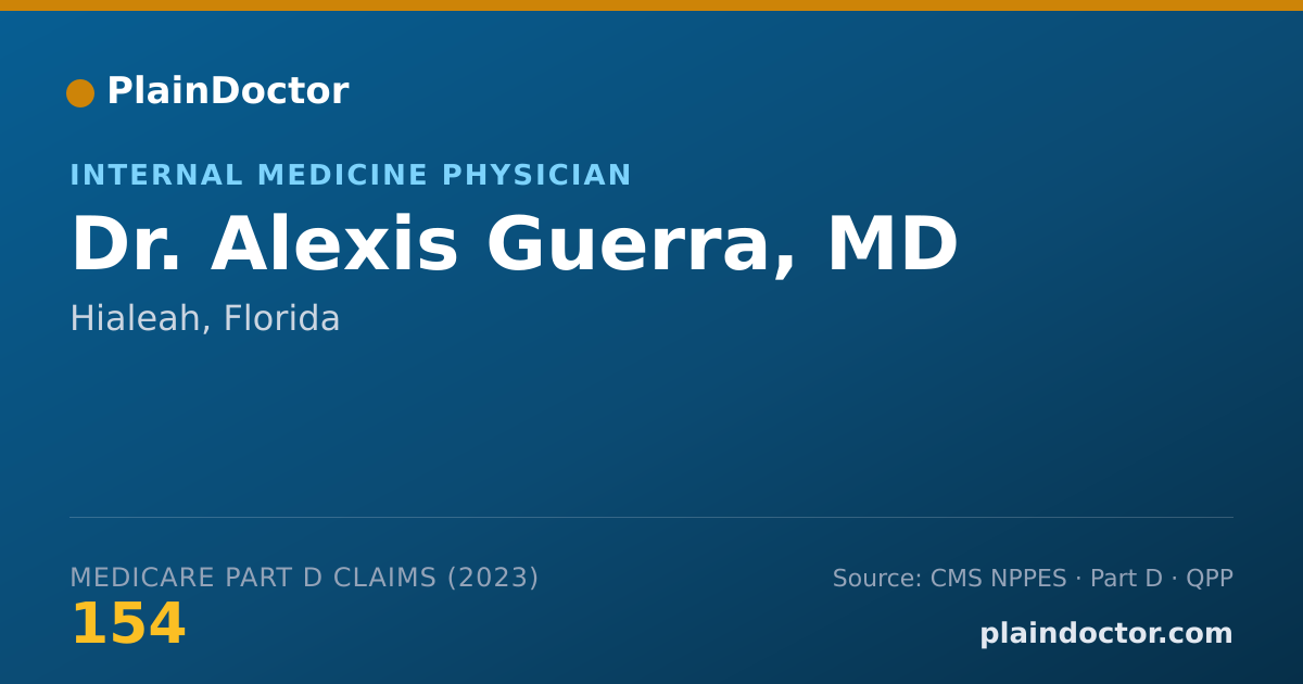 Shareable card for Alexis Guerra, MD - Internal Medicine Physician, Hialeah, FL