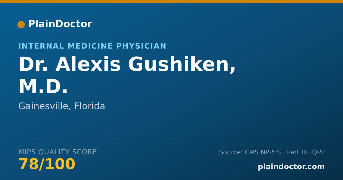 Shareable card for Alexis Gushiken, M.D. - Internal Medicine Physician, Gainesville, FL